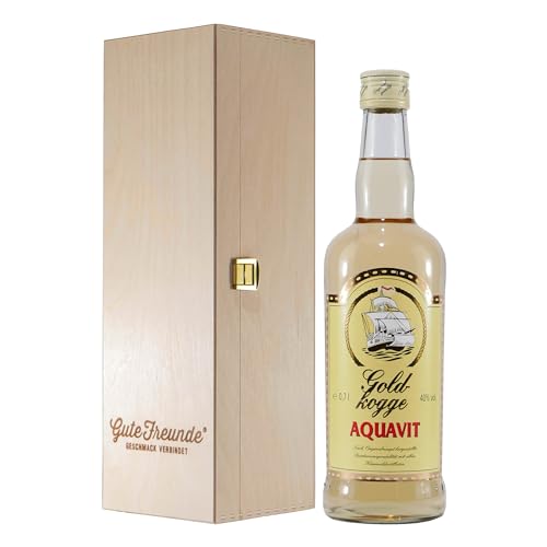 Goldkogge Aquavit mit Geschenk-Holzkiste von Assindia Spirituosen H. Rauter GmbH