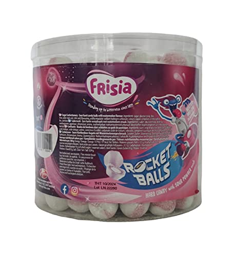 Frisia Rocketballs Wassermelone - Hartkaramellen mit saurem Brausepulver gefüllt - 200 Stück von Frisia