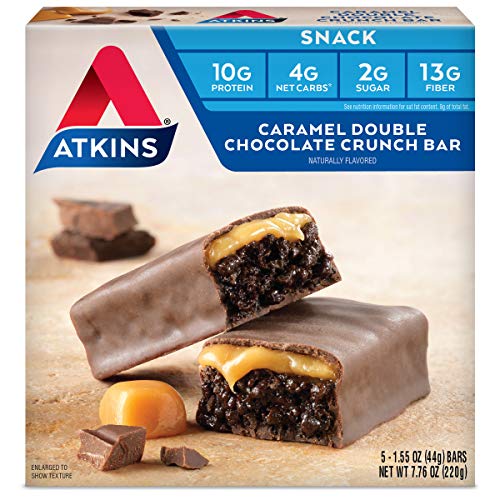 Atkins, Caramel Double Chocolate Crunch Bar, 5 Bars, 1,6 Unzen (44 g) Jeder von Atkins