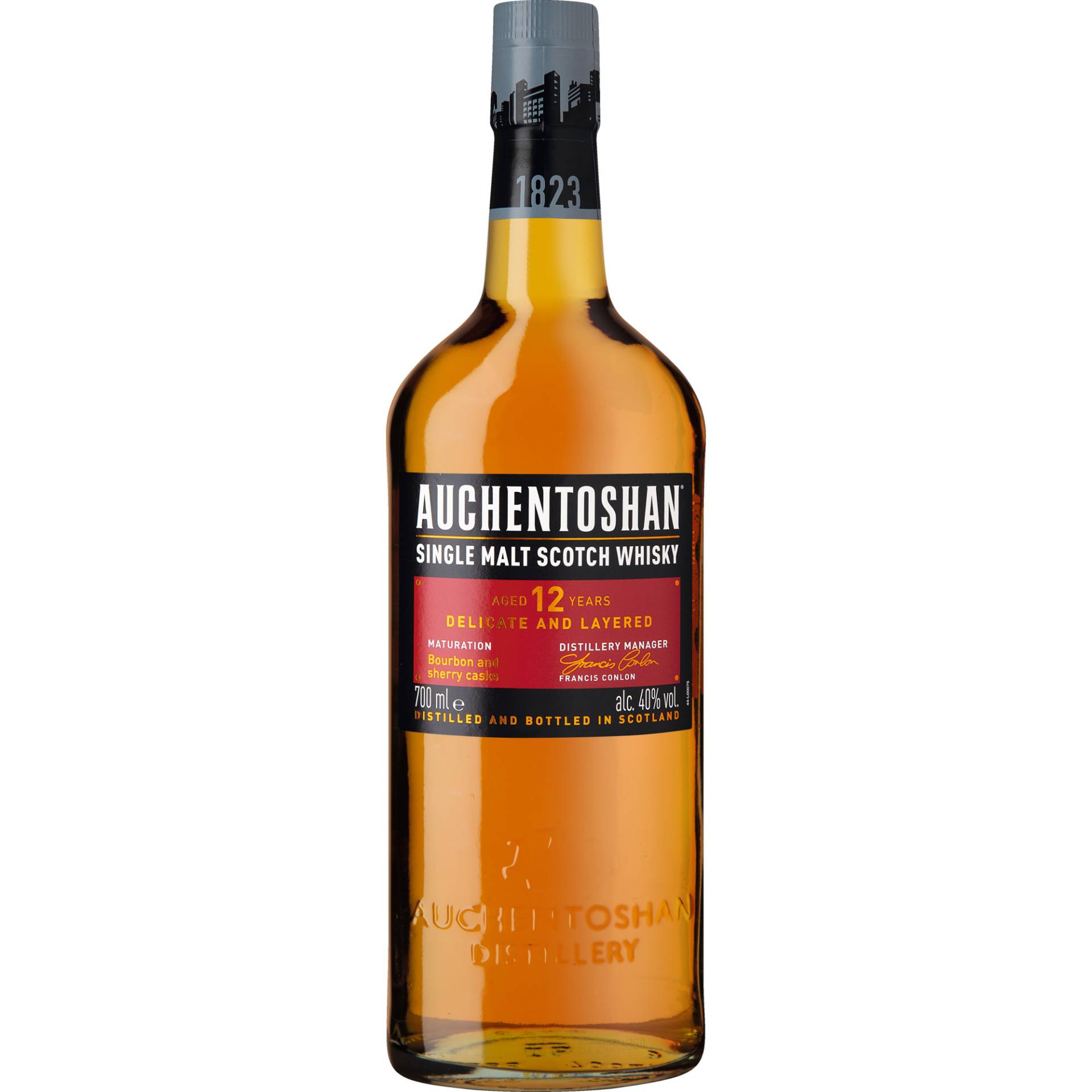 Auchentoshan 12 Years Single Malt Scotch Whisky, Triple distilled, 0,7 L, 40% Vol., Schottland, Spirituosen von Auchentoshan Distillery, Springburn Bond, Carlisle Street, Glasgow, G21 1EQ, UK