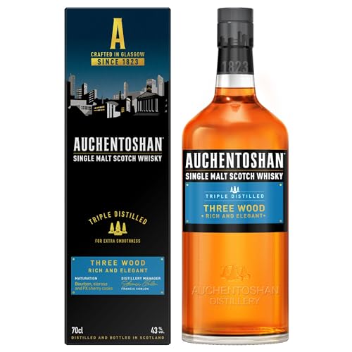 Auchentoshan Three Wood | Single Malt Scotch Whisky | mit Geschenkverpackung | karamell-nussiger Geschmack| 43% Vol | 700ml Einzelflasche von Auchentoshan