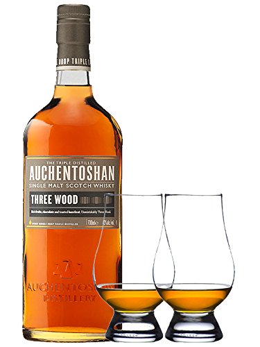 Auchentoshan Three Wood Single Malt Whisky 0,7 Liter + 2 Glencairn Gläser von Unbekannt