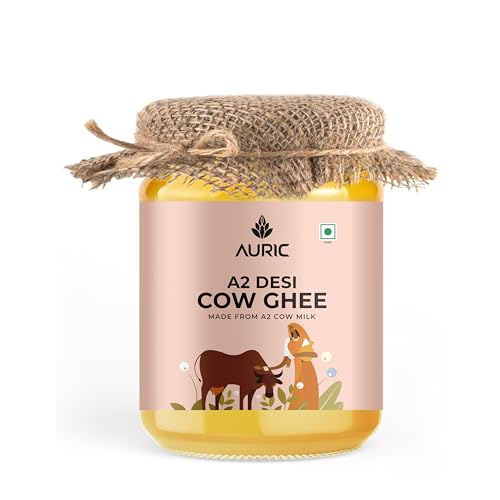 Auric A2 Bilona Desi Cow Ghee 500ml - Pure Brijwasi Ghee - Bilona Curd Churned - Labor Getestet - Perfektes Aroma & Danedar Ghee - Gras gefüttert Auric A2 Bilona Desi Cow Ghee 500ml - Pure Brijwasi Ghee - Bilona Curd Churned - Labor Getestet - Perfektes Aroma & Danedar Ghee - Gras gefüttert von Auric