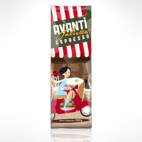 AVANTI Julietta Espresso Kaffeebohnen, 500g, 70% Arabica 30% Robusta, Traditionelle Trommelröstung von Avanti