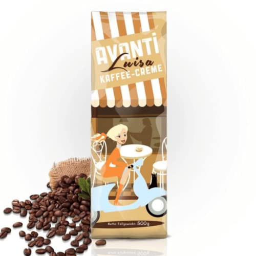 AVANTI Luisa Bohnen 500 g, Kaffee-Creme, 90% Arabica-10% Robusta Mischung, Mild & Fruchtig, Traditionelle Trommelröstung von Avanti
