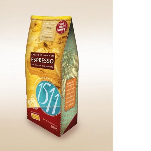 CAFÉ 1511 Espresso Kaffeebohnen, 80% Arabica 20% Robusta, Premium-Qualität, 500g CAFÉ 1511 Espresso Kaffeebohnen, 80% Arabica 20% Robusta, Premium-Qualität, 500g von Avanti