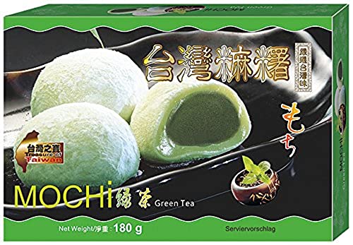AWON Mochi, grüner Tee, Klebreiskuchen mit Grüner Tee-Geschmack, 7er Pack (7 x 180 g) von Awon