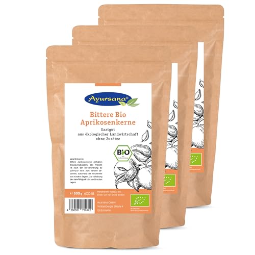 Ayursana Bittere Aprikosenkerne 3x 500g - Saatgut - Sehr hoher Amygdalin-Anteil - Schadstoffgeprüft im deutschen Labor - Bio-Qualität Ayursana Bittere Aprikosenkerne 3x 500g - Saatgut - Sehr hoher Amygdalin-Anteil - Schadstoffgeprüft im deutschen Labor - Bio-Qualität von Ayursana