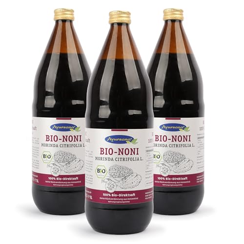 Ayursana Nonisaft 3x1 Liter, Bio-Qualität & 100% Direktsaft, purer Noni Saft abgefüllt und fermentiert im Ernteland Samoa, zum Beimischen für Bowls, Smoothies & Getränke Ayursana Nonisaft 3x1 Liter, Bio-Qualität & 100% Direktsaft, purer Noni Saft abgefüllt und fermentiert im Ernteland Samoa, zum Beimischen für Bowls, Smoothies & Getränke von Ayursana