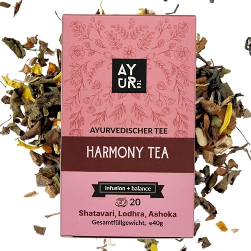 Ayurtea Harmony Tee | Frauentee | Grüner Tee, Ashwagandha, Shatavari | 20 Umweltfreundliche Pyramiden-Teebeutel | Hochwertige Tee | Ayurveda Kräutertee von Ayurtea