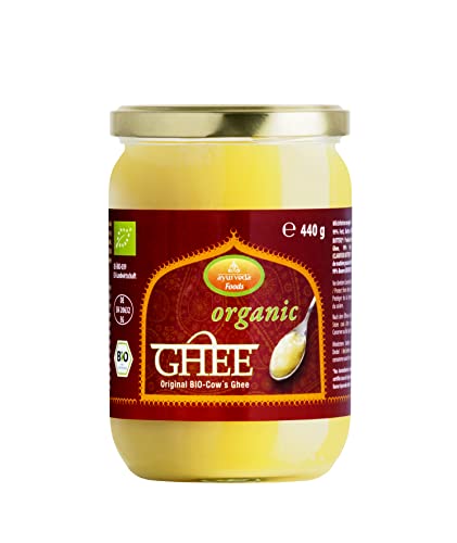 Ayurveda Foods - Organic Premium Bio Ghee 440g, sehr lange Haltbarkeit, Bio-Siegel, Brat- Kochfett von Ayurveda Foods