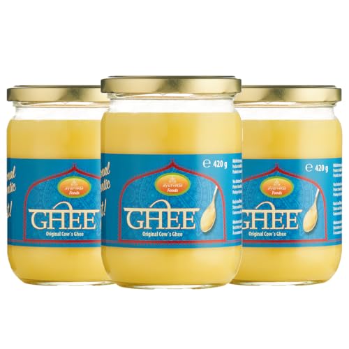 Ayurveda Foods - Premium traditional & authentic Ghee 3er Set à 420g, sehr lange Haltbarkeit, Brat- Kochfett Ayurveda Foods - Premium traditional & authentic Ghee 3er Set à 420g, sehr lange Haltbarkeit, Brat- Kochfett von Ayurveda Foods