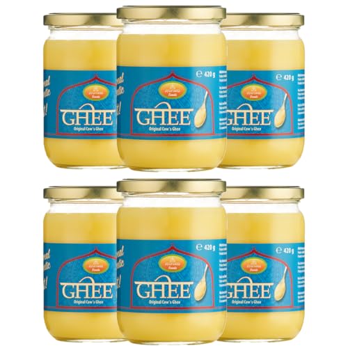 Ayurveda Foods - Premium traditional & authentic Ghee 6er Set à 420g, sehr lange Haltbarkeit, Brat- Kochfett Ayurveda Foods - Premium traditional & authentic Ghee 6er Set à 420g, sehr lange Haltbarkeit, Brat- Kochfett von Ayurveda Foods