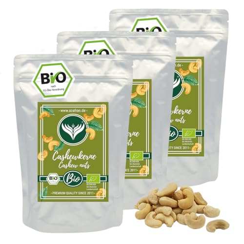 Azafran BIO Cashew Nüsse - Cashewkerne naturbelassen ganz 3kg von Azafran