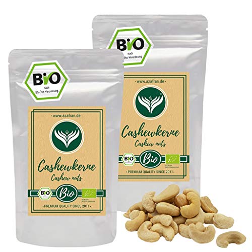 Azafran BIO Cashew Nüsse - Cashewkerne naturbelassen ganz 500g von Azafran