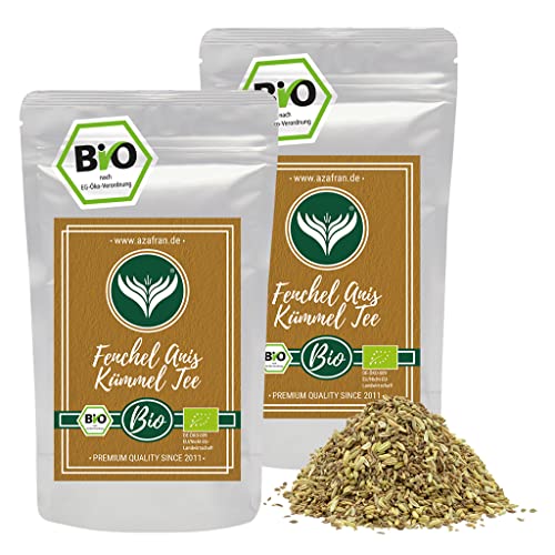 Azafran BIO Fenchel Anis Kümmel Tee | Gewürztee Gewürze | Kräutertee Kräuter 500g von Azafran