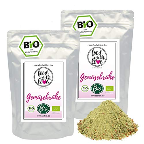 Azafran BIO Gemüsebrühe (Gemüsebouillon, Gemüsesuppe), Brühe ohne Hefe, Glutamate, Fett, Geschmacksverstärker - Salzarm 2kg / 88 Liter von Azafran