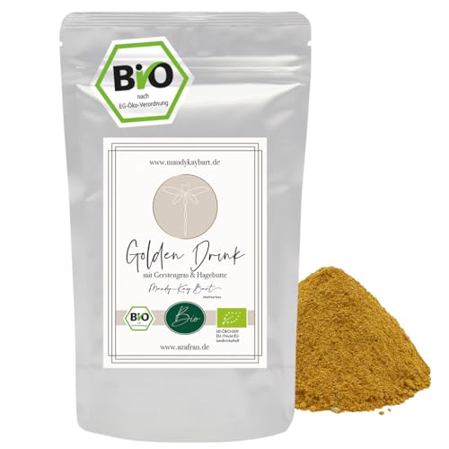 Azafran BIO Golden Drink bePeerless mit Gerstengras & Hagebutte | Kurkuma Latte Gewürzmischung für Goldene Milch 250g von Azafran