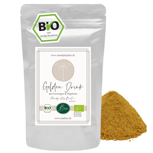 Azafran BIO Goldene Milch Golden Drink, bePeerless Pulver mit Gerstengras & Hagebutte 250g von Azafran