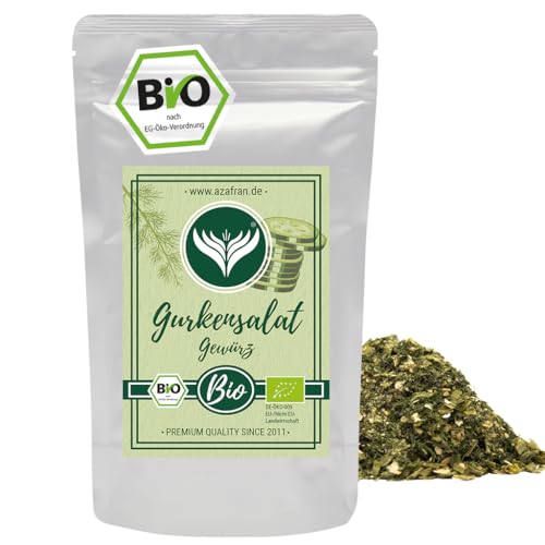 Azafran BIO Gurkensalat Gewürz, Gewürzmischung - Gewürzzubereitung für Dill Dressing (Dillgewürz) für frische Salat Gurken 250g von Azafran