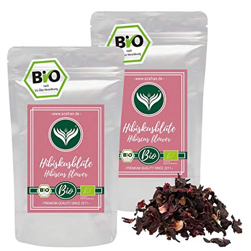 Azafran BIO Hibiskusblüten, Hibiskus ganz getrocknet, ideal als Hibiscus Tee 500g von Azafran