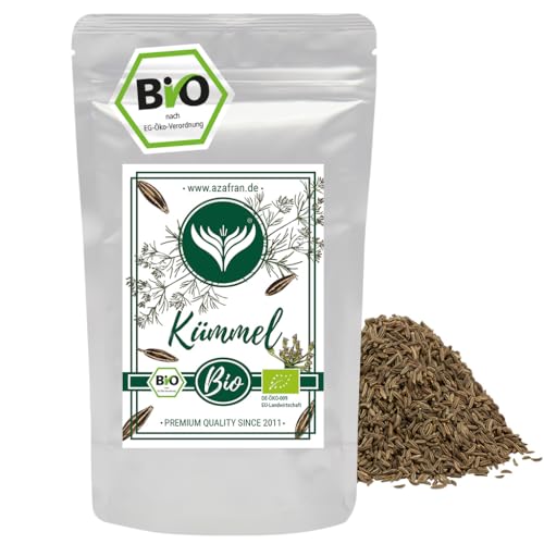 Azafran BIO Kümmel, Kümmelsamen lose & ganz, Kümmelkörner (Kümmelsaat) als Gewürz oder Kümmeltee 250g von Azafran