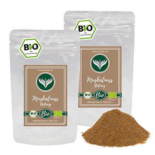 Azafran BIO Muskatnuss Pulver Muskatnüsse gemahlen 200g von Azafran