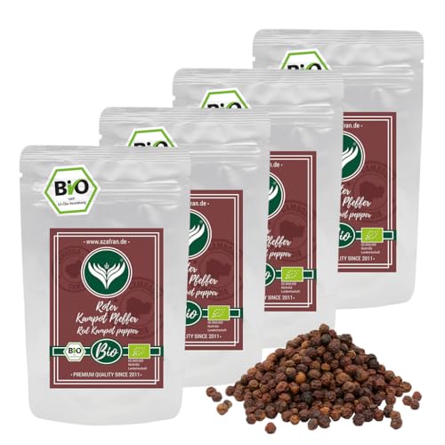 Azafran BIO Roter Kampot Pfeffer (Pfefferkörner ganz) Gourmetpfeffer 400g von Azafran