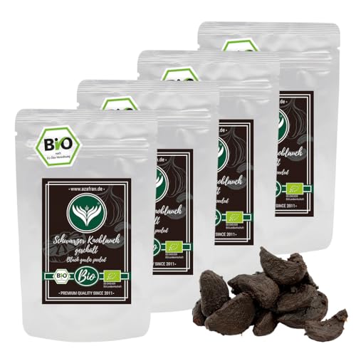 Azafran BIO Schwarzer Knoblauch fermentiert & geschält, Knoblauchzehen schwarz (fermented black garlic) aus Spanien 400g von Azafran