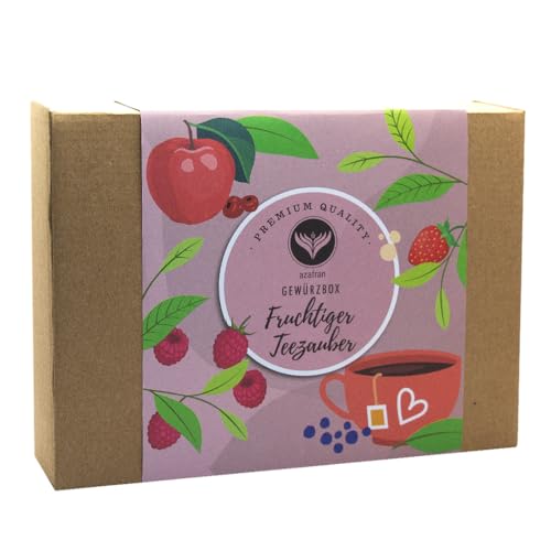 Azafran BIO Teeset Fruchtiger Teezauber, Früchte Tee, Geschenkset mit 4 Früchtetee Sorten von Azafran
