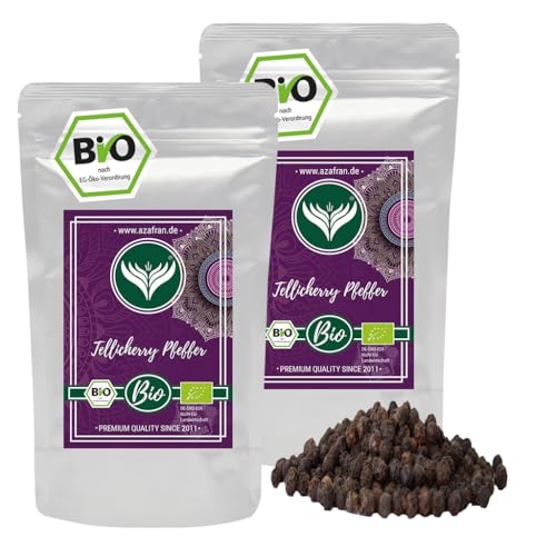 Azafran BIO Tellicherry Pfeffer ganz, Black (Malabar) Pepper 500g von Azafran
