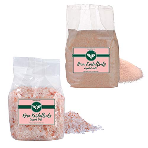 Azafran Rosa Kristallsalz (bekannt als Himalaya Salz) grob + fein - jeweils 1kg von Azafran