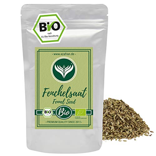 Azafran BIO Fenchel Gewürz ganz (süß) Fenchelsamen/Fenchelfrüchte 250g von Azafran