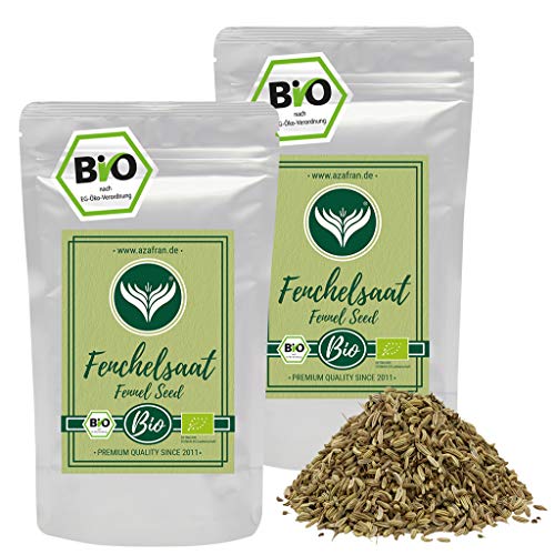 Azafran BIO Fenchel Gewürz ganz (süß) Fenchelsamen/Fenchelfrüchte 500g von Azafran