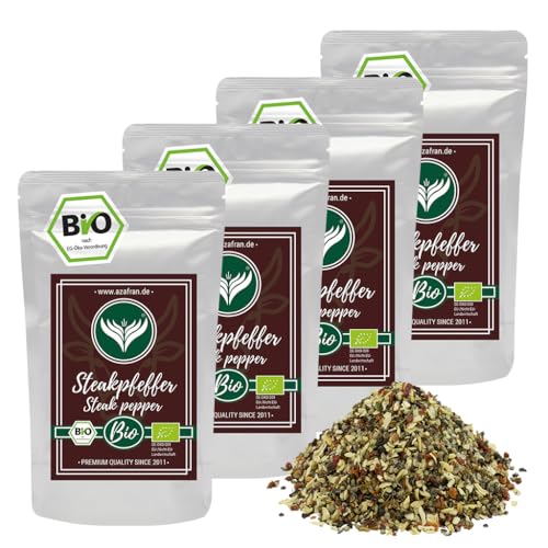 Azafran BIO Steakpfeffer, Steak Gewürzzubereitung, Grillgewürz für Fleisch und Gemüse 1kg von Azafran