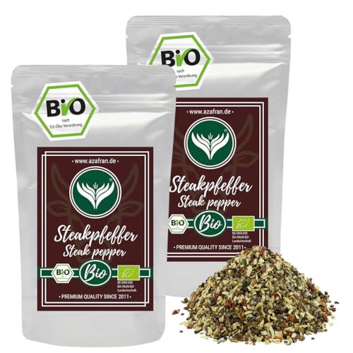 Azafran BIO Steakpfeffer, Steak Gewürzzubereitung, Grillgewürz für Fleisch und Gemüse 500g von Azafran