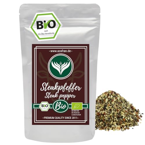 Azafran BIO Steakpfeffer, Steak Gewürzzubereitung, Grillgewürz für Fleisch und Gemüse 250g von Azafran
