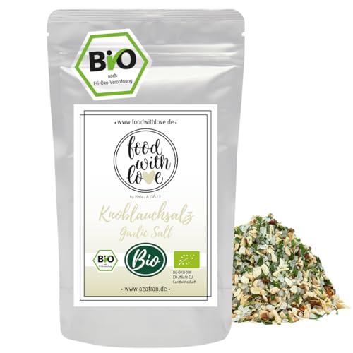 FWL BIO Knoblauchsalz | Gourmet Gewürzsalz | Knobi Würzsalz | Food with Love Salz mit Knoblauch 250g von Azafran