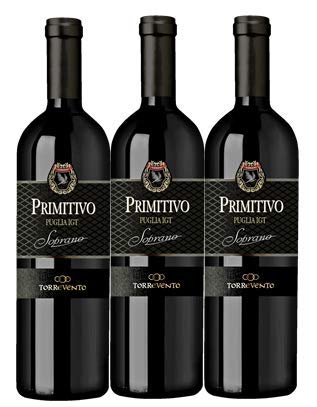 Rotwein Italien Primitivo Puglia IGT Soprano trocken (3x0,75L) von Azienda Vinicola Torrevento s-r-l. Corato Italien