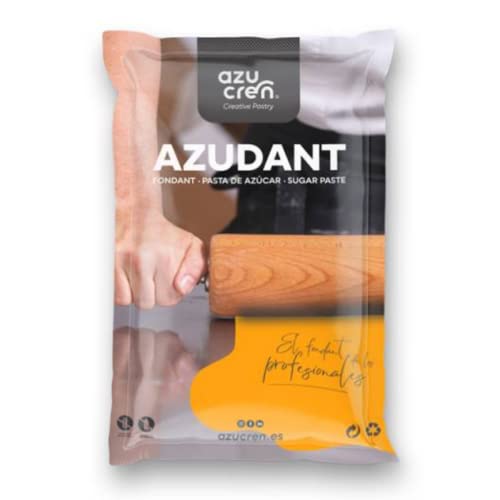 Azucren - Azudant - Rollfondant - Einfach zu verwenden, glatt, flexibel, weich und biegsam - Perfekt zum Dekorieren von Kuchen, halal, koscher - Glutenfrei - 250G (Orange) von Azucren