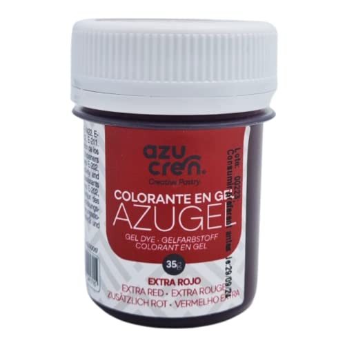 Konzentrierte Lebensmittel Gelfarbe für Kuchen Backen, Kekse, Macaron, Fondant - Food Coloring für Kuchendekoration – 35g (Rot) von Azucren
