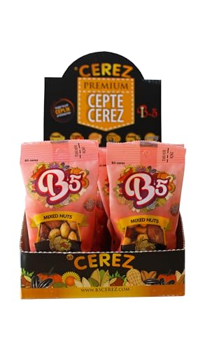 Babay Nuts Studentenfutter – Mixed Nuts: Haselnüssen, Mandeln und geröstete Maisnüsse | 16 x 30 gramm | Reichhaltige Geschmackstkombination von B5 Cerez