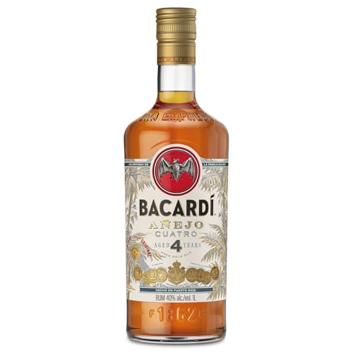 BACARDÍ Añejo 4 Jahre alter Premium Caribbean Rum, im Eichenfass gereifter Karibik-Rum, 4 Jahre unter karibischer Sonne gelagert, ideal als Geschenk, 40% Vol., 100 cl/1 l von BACARDI