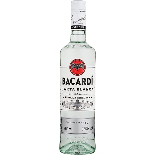 BACARDÍ Carta Blanca White Rum, 37,5% Vol., 70 cl/700 ml, der legendäre weiße Karibik-Rum aus dem Hause BACARDÍ, perfekt für Cocktails (Packung mit 6) von BACARDI