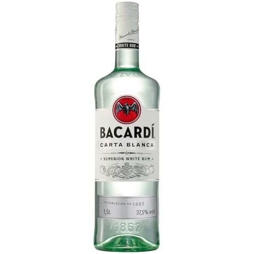 BACARDÍ Carta Blanca White Rum, der legendäre weiße Karibik-Rum aus dem Hause BACARDÍ, perfekt für Cocktails, 37,5% Vol., 150 cl/1.5 L von BACARDI