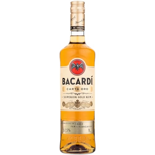 BACARDÍ Carta Oro Superior Gold Rum, legendärer goldener Karibik-Rum aus dem Hause BACARDÍ, perfekt für Cuba Libre, 37,5% Vol., 100 cl/ 1 l von BACARDI