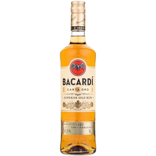 BACARDÍ Carta Oro Superior Gold Rum, 37,5% Vol., 100 cl/ 1 l, legendärer goldener Karibik-Rum aus dem Hause BACARDÍ, perfekt für Cuba Libre von BACARDI