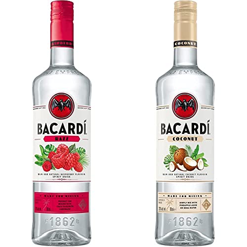 BACARDÍ Razz Spirituose mit Rum und Himbeergeschmack (1 x 0.7 l) & BACARDÍ Coconut Rum Spirit Drink (1 x 0.7 l) von BACARDI