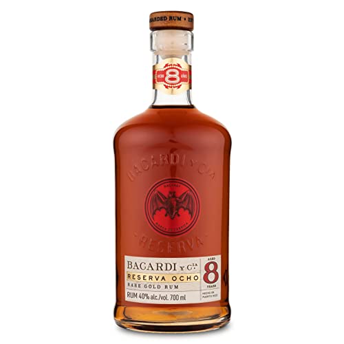 BACARDÍ Reserva 8 Jahre alter Premium Caribbean Rum, im Eichenfass gereifter Karibik-Rum, 8 Jahre unter karibischer Sonne gelagert, ideal als Geschenk, 40% Vol., 70 cl/700 ml von BACARDI