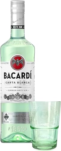 BACARDÍ Carta Blanca White Rum Geschenkpackung mit Glas, der legendäre weiße Karibik-Rum aus dem Hause BACARDÍ, perfekt für Cocktails, 37,5% Vol., 70cl / 700ml von BACARDI